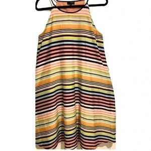 The Limited Women's Dress Peach Blue Green Striped Size Medium Tall- EUC